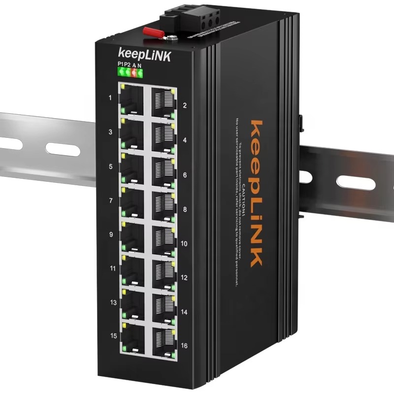 Industrial Switch Din Rail Gigabit - 16ポート ギガビットスイッチ 産業用イーサネット アンマネージド 12V/24V電源 屋外用