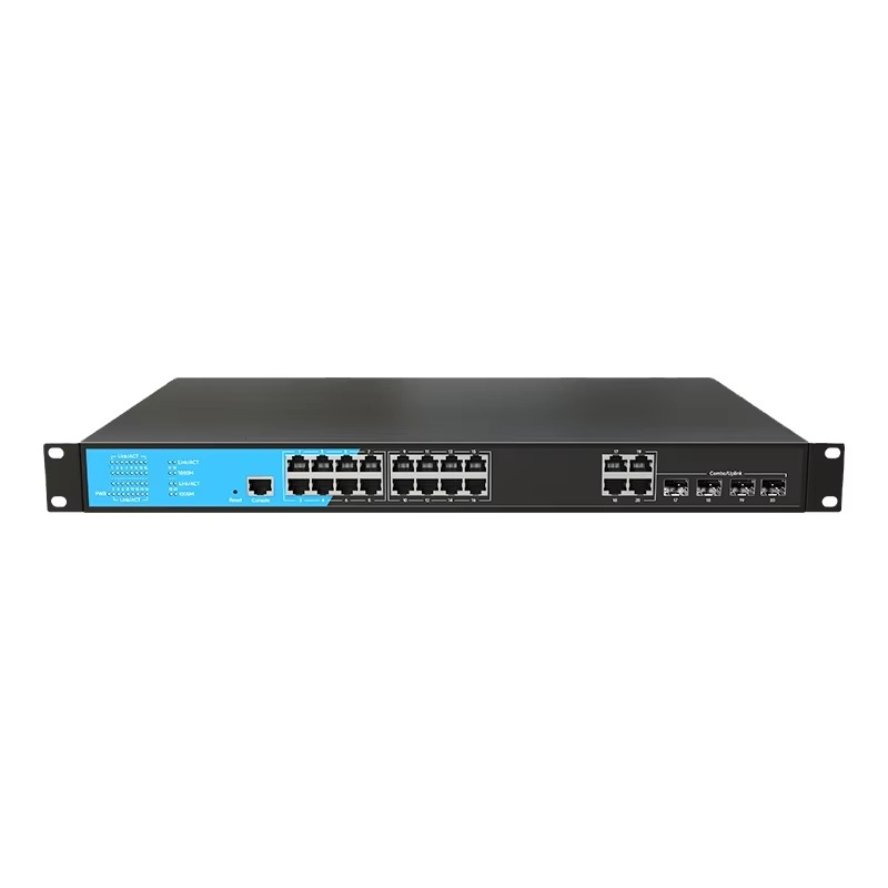 Managed Switch 24 Port Gigabit - 24ポート、16ポートのエンタープライズ向け管理型ネットワークスイッチ。4つのコンボポートを搭載し、ギガビット伝送に対応。SNMP/CLI/Telnetに対応。