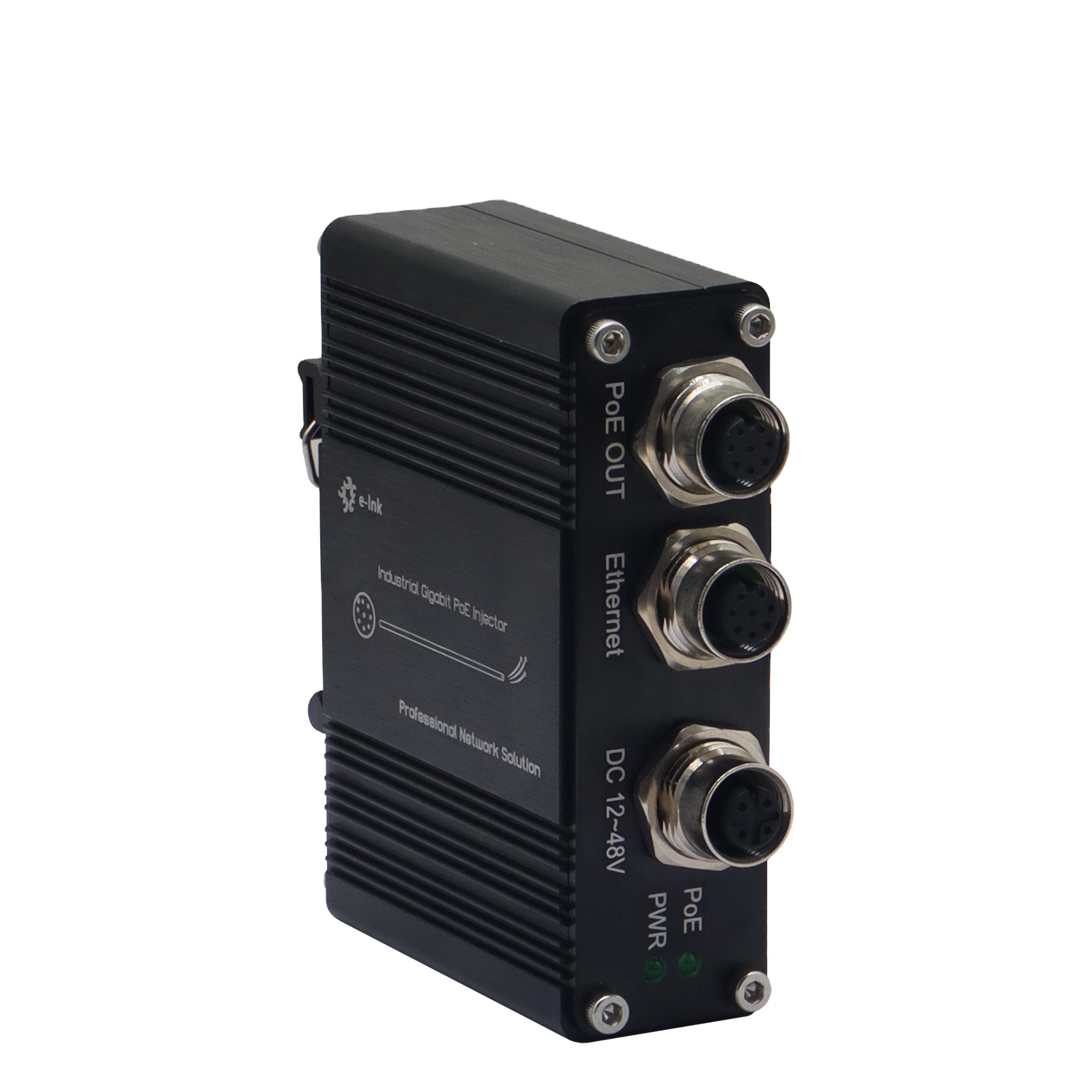 Poe Injector Gigabit 30W - EN 50155準拠の産業用ギガビット30W PoEインジェクター（M12コネクタ付き）、鉄道オートメーション産業ネットワーク向け