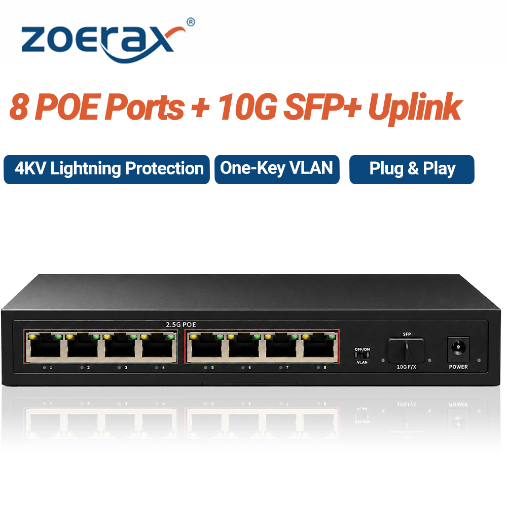 8 Port 2.5G Switch Unmanaged - ZoeRax 8ポート 2.5G POE ネットワークスイッチ 60Gbps