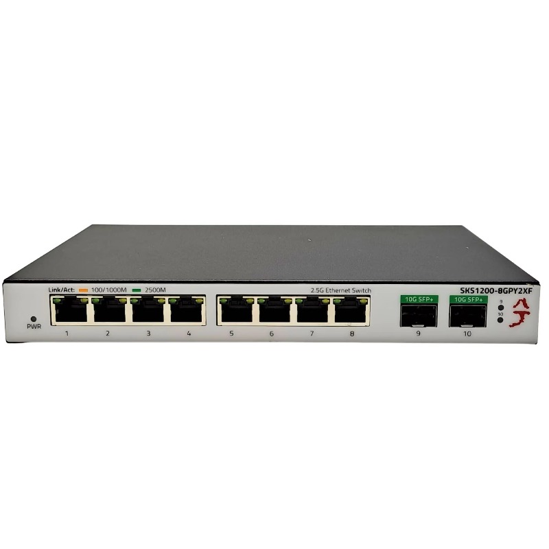 8 Port 2.5G Switch Unmanaged - 8ポートの2.5G RJ45ポートと2ポートの10G SFP+ポートを備えた、10ポートのL2管理型イーサネットスイッチ。Web VLANリンクに対応。