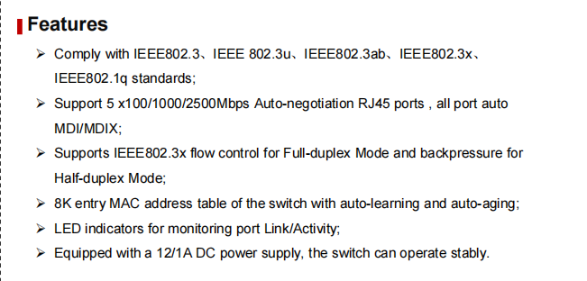 Switch 5 Port 2.5G Unmanaged - 5 ポート 100/1000/2500Mbps 2.5G アンマネージド イーサネット