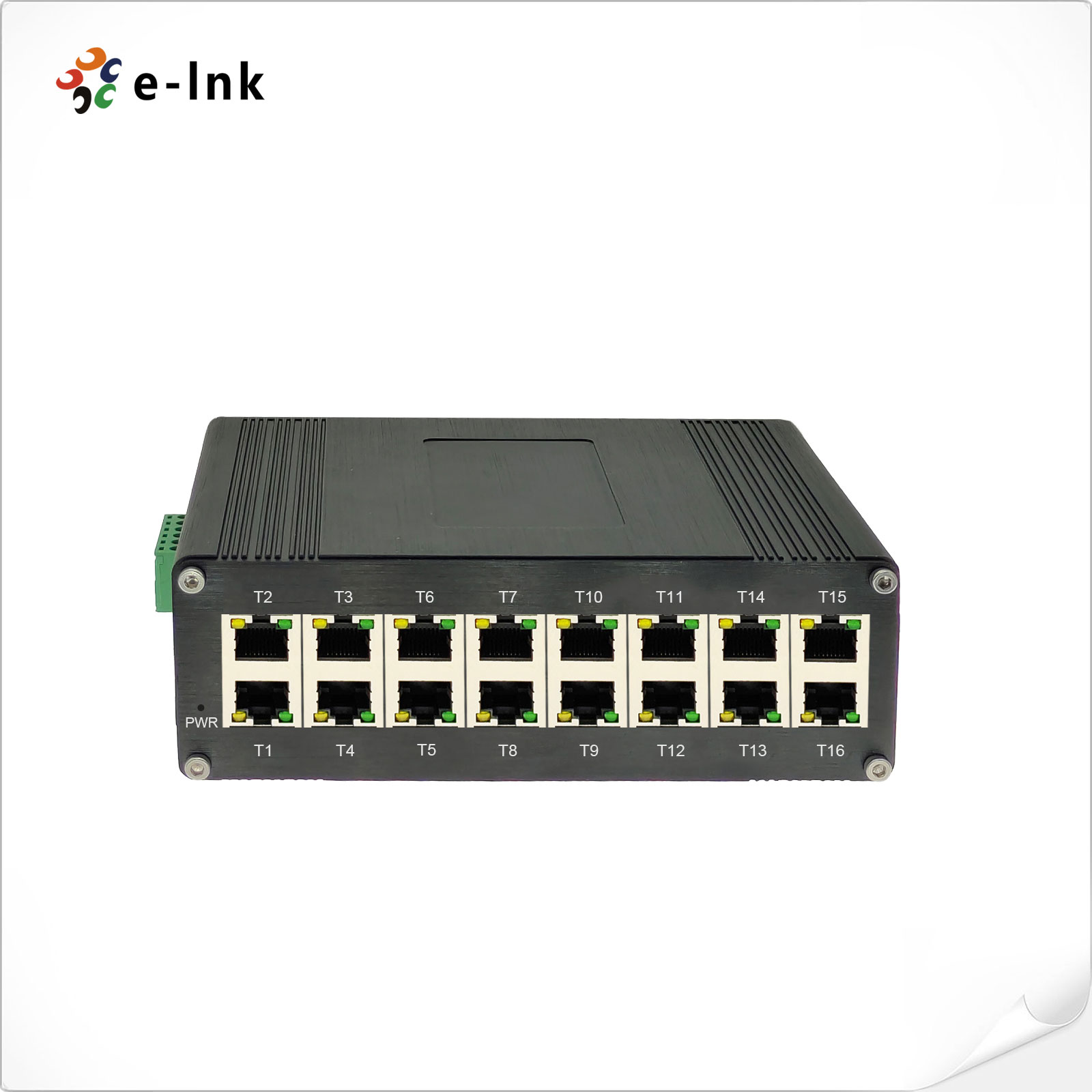 Industrial Switch Din Rail Gigabit - E-link LNK-IMC016GP 産業用16ポートギガビットPoE+ DINレールスイッチ 480W ポートあたり30W