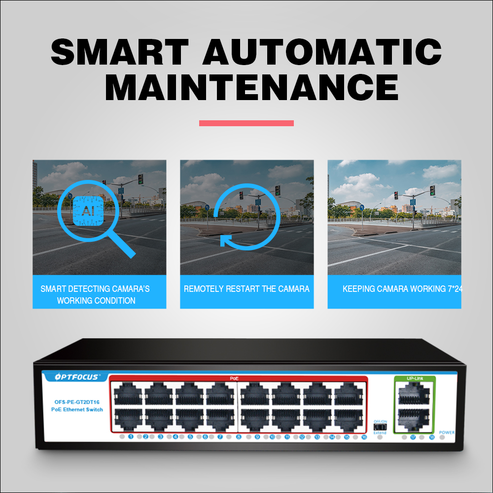 OPTFOCUS 1000M ギガビットPoEスイッチ、16 - Poe Switch 16 Port 802.3At のレビューと価格