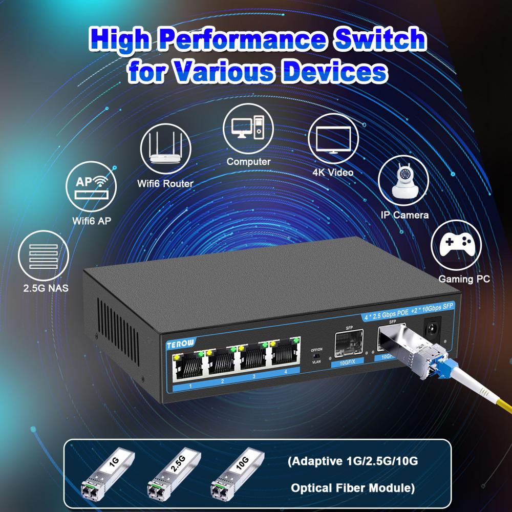 Terow-ギガビットポピーネットワークスイッチ、イーサネッ - 10G Sfp+ Switch 8 Port のレビューと価格