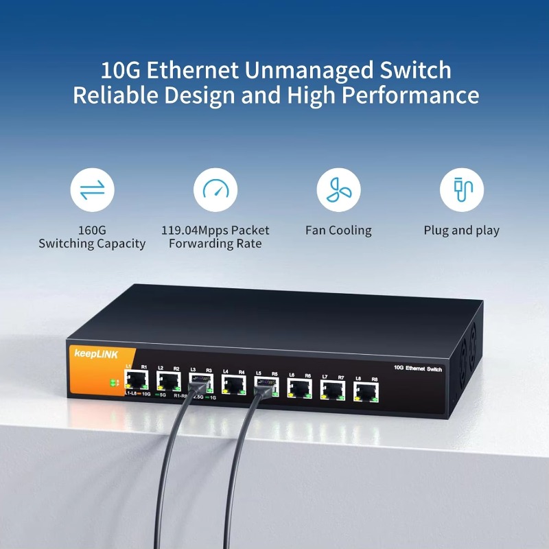 8ポート10G無管理型イーサネットスイッチ、RJ45ポート搭 - 8 Port 2.5G Switch Unmanaged のレビューと価格