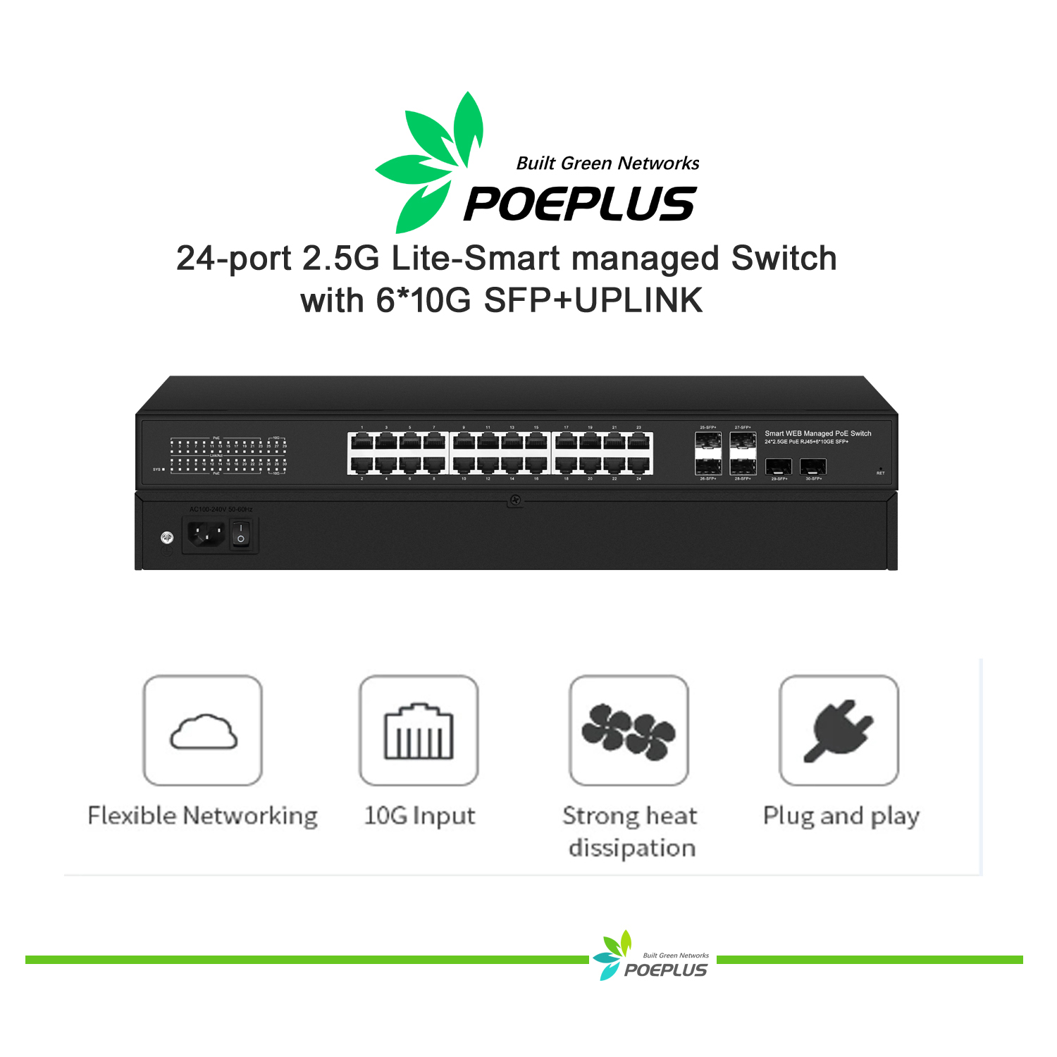 Poeスイッチ、24ポート、2.5g、6x10g sfp + - Switch 24 Port 10G Uplink のレビューと価格