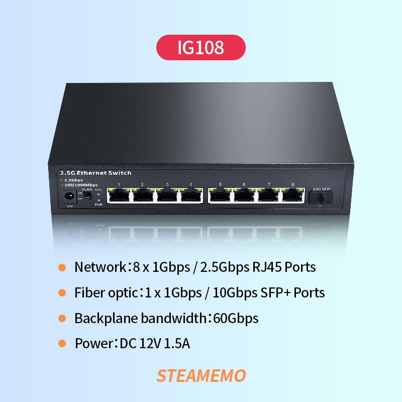 管理機能なしの2.5Gbpsイーサネットスイッチ。10G S - 8 Port 2.5G Switch Unmanaged のレビューと価格