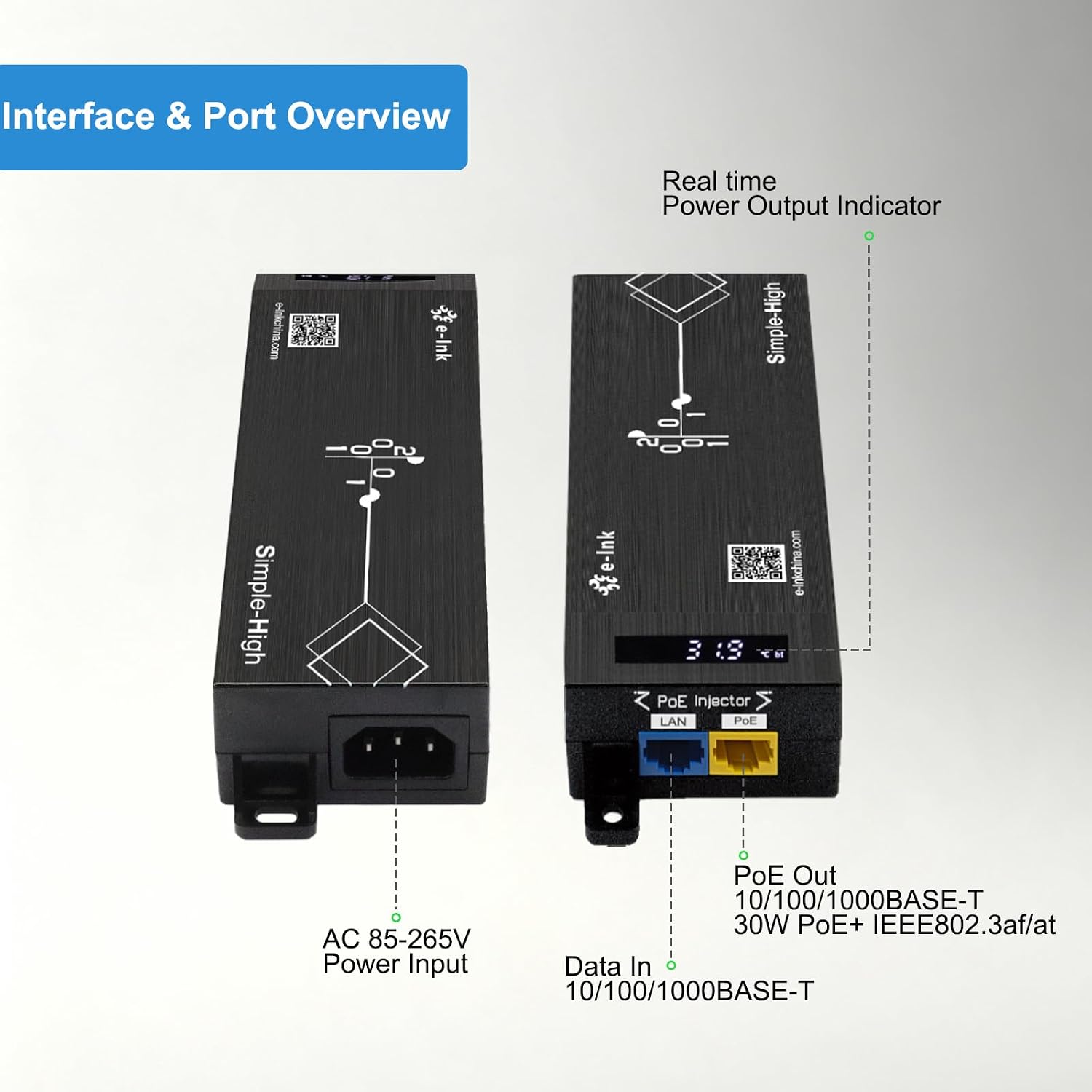 AIスマートギガビットPoE+インジェクター 30W IEE - Poe Injector Gigabit 30W のレビューと価格