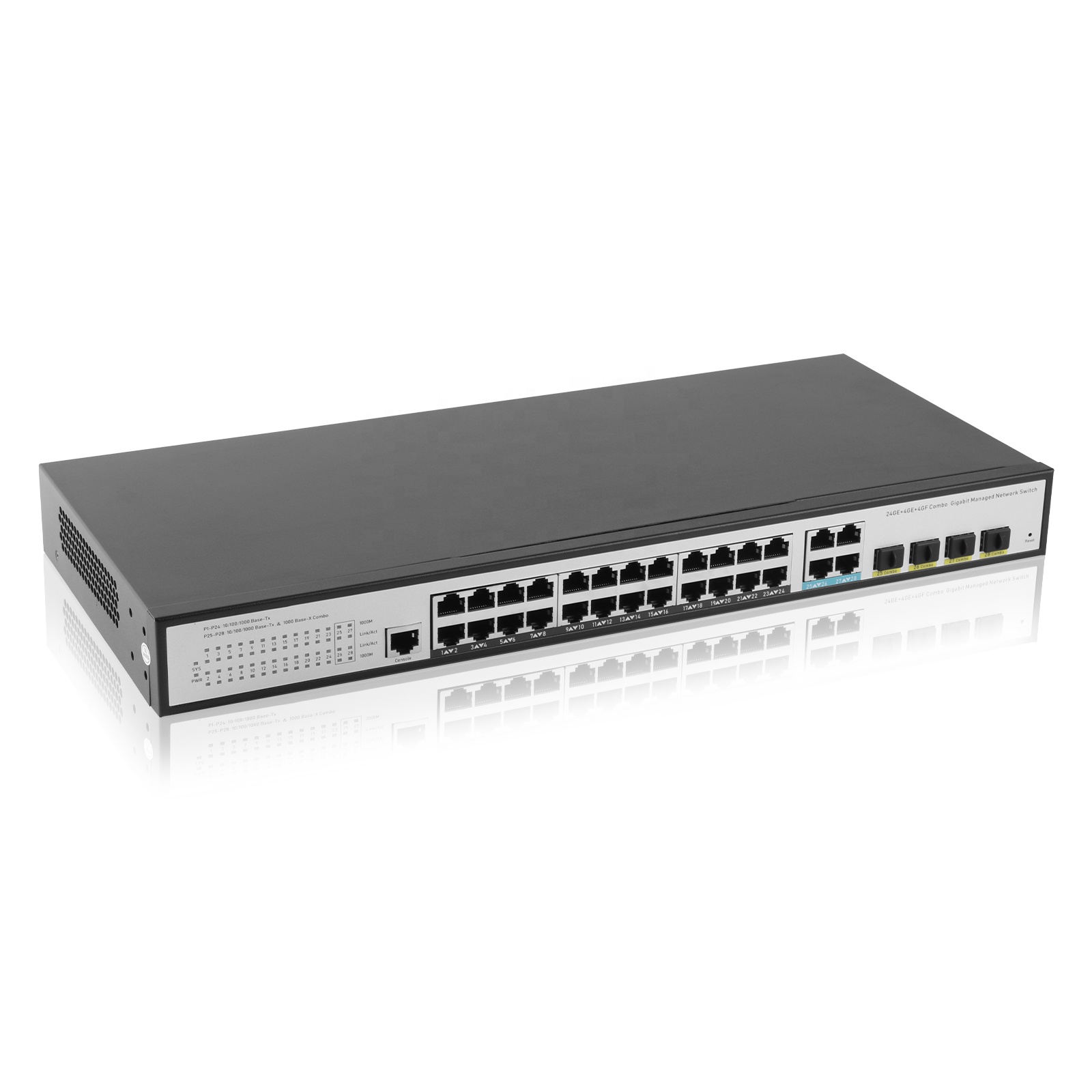 24GE 4SFP 4ギガビットアップリンクL2マネージドP - Network Switch Rack Mount 1U のレビューと価格