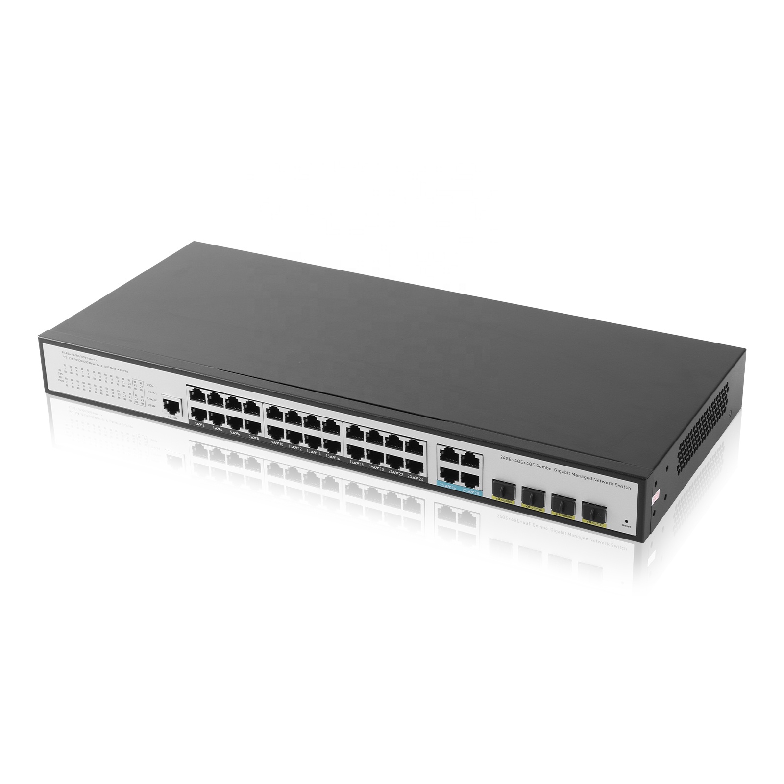 24GE 4SFP 4ギガビットアップリンクL2マネージドP - Network Switch Rack Mount 1U のレビューと価格