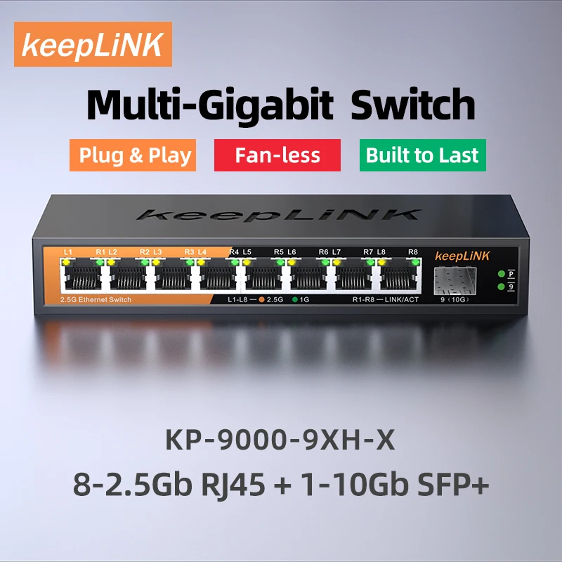 KeepLiNK 9 ポート マルチギガビット イーサネット - 8 Port 2.5G Switch Unmanaged のレビューと価格