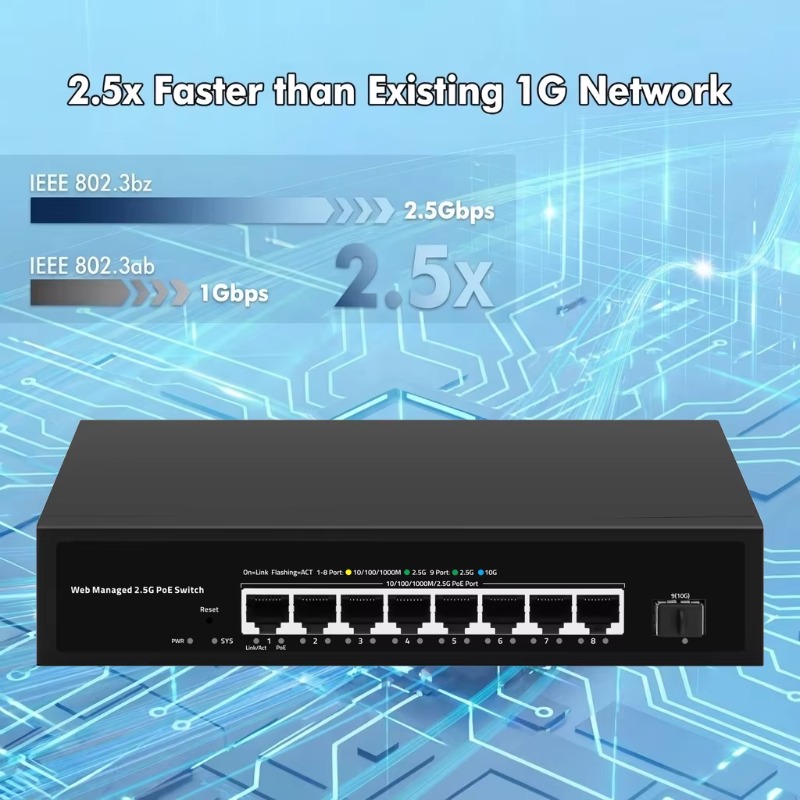 9ポートのマルチギガビットPoE LANスイッチ。8ポートの - 10G Sfp+ Switch 8 Port のレビューと価格