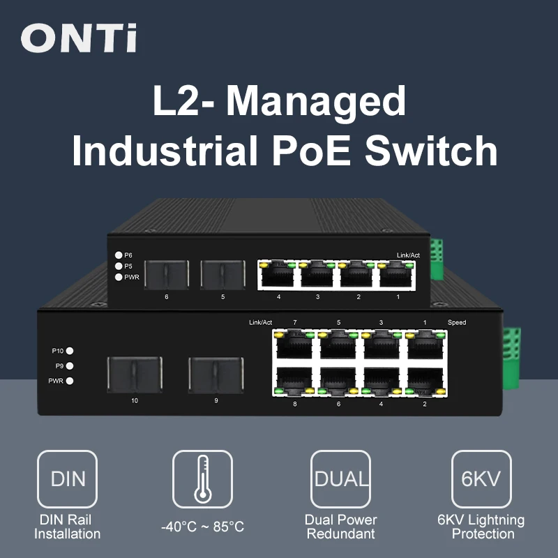 産業用PoEスイッチ、4/8ポート、10/100/1000M - Industrial Switch Din Rail Gigabit のレビューと価格