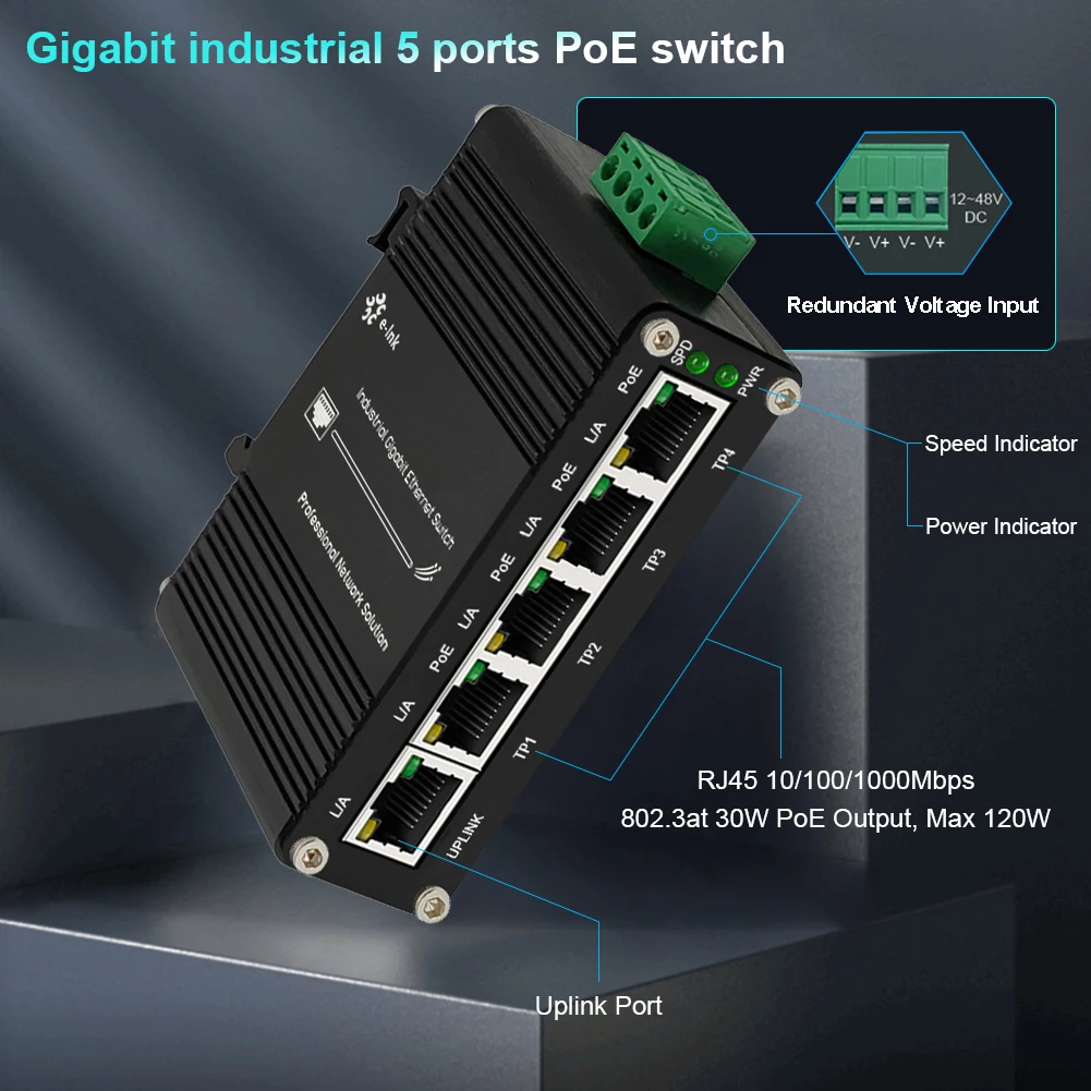 5ポート産業用ギガビットイーサネット1000m RJ45 V - Industrial Switch Din Rail Gigabit のレビューと価格