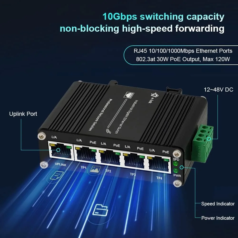 5ポート産業用ギガビットイーサネット1000m RJ45 V - Industrial Switch Din Rail Gigabit のレビューと価格